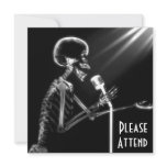 X-RAY SKELETON SINGING ON RETRO MIC - B&W invitations