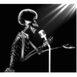 X-RAY SKELETON SINGING ON RETRO MIC - B&W photo sculptures