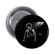X-RAY SKELETON SINGING ON RETRO MIC - B&W PIN