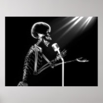 X-RAY SKELETON SINGING ON RETRO MIC - B&W