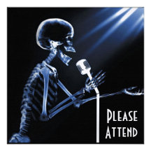 X-RAY SKELETON SINGING ON RETRO MIC - BLUE CUSTOM ANNOUNCEMENT