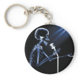 X-RAY SKELETON SINGING ON RETRO MIC - BLUE keychains