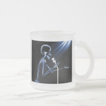 X-RAY SKELETON SINGING ON RETRO MIC - BLUE MUGS