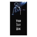 X-RAY SKELETON SINGING ON RETRO MIC - BLUE photo cards