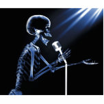 X-RAY SKELETON SINGING ON RETRO MIC - BLUE photo sculptures