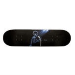 X-RAY SKELETON SINGING ON RETRO MIC - BLUE SKATE BOARDS