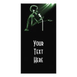 X-RAY SKELETON SINGING ON RETRO MIC - GREEN photo cards