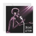 X-RAY SKELETON SINGING ON RETRO MIC - PINK invitations