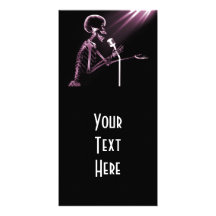 X-RAY SKELETON SINGING ON RETRO MIC - PINK CUSTOMIZED PHOTO CARD