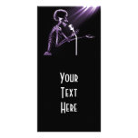 X-RAY SKELETON SINGING ON RETRO MIC - PURPLE photo cards