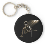 X-RAY SKELETON SINGING ON RETRO MIC - SEPIA keychains