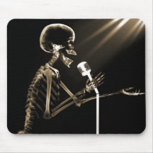 X-RAY SKELETON SINGING ON RETRO MIC - SEPIA MOUSE MATS