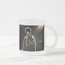 X-RAY SKELETON SINGING ON RETRO MIC - SEPIA COFFEE MUGS