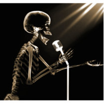 X-RAY SKELETON SINGING ON RETRO MIC - SEPIA