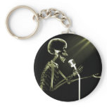 X-RAY SKELETON SINGING ON RETRO MIC - YELLOW keychains