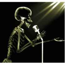 X-RAY SKELETON SINGING ON RETRO MIC - YELLOW