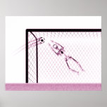 X-RAY SKELETON SOCCER GOALIE WHITE PINK POSTER