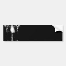 X-RAY SKELETON TORSO RIBS - B&W BUMPER STICKER