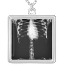 X-RAY SKELETON TORSO RIBS - B&W NECKLACE