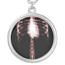 X-RAY SKELETON TORSO RIBS - RED CUSTOM NECKLACE
