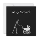 X-RAY SKELETON WOMAN & BABY CARRIAGE - B&W invitations