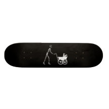 X-RAY SKELETON WOMAN & BABY CARRIAGE - B&W SKATE BOARD DECK