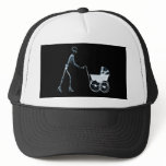 X-RAY SKELETON WOMAN & BABY CARRIAGE - BLUE hats