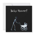 X-RAY SKELETON WOMAN & BABY CARRIAGE - BLUE invitations