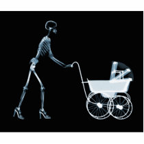 X-RAY SKELETON WOMAN & BABY CARRIAGE - BLUE