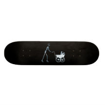 X-RAY SKELETON WOMAN & BABY CARRIAGE - BLUE SKATE BOARD
