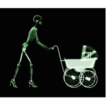 X-RAY SKELETON WOMAN & BABY CARRIAGE - GREEN