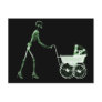 X-RAY SKELETON WOMAN & BABY CARRIAGE - GREEN POST CARDS