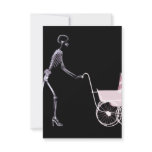 X-RAY SKELETON WOMAN & BABY CARRIAGE - PINK invitations