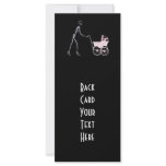 X-RAY SKELETON WOMAN & BABY CARRIAGE - PINK rack cards
