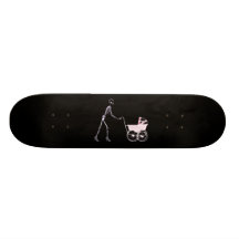 X-RAY SKELETON WOMAN & BABY CARRIAGE - PINK SKATEBOARDS