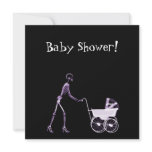 X-RAY SKELETON WOMAN & BABY CARRIAGE - PURPLE invitations