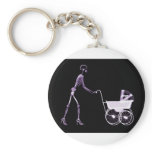 X-RAY SKELETON WOMAN & BABY CARRIAGE - PURPLE keychains