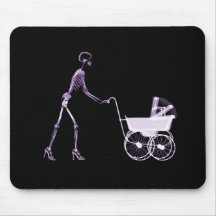 X-RAY SKELETON WOMAN & BABY CARRIAGE - PURPLE MOUSEMAT