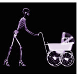 X-RAY SKELETON WOMAN & BABY CARRIAGE - PURPLE photo sculptures