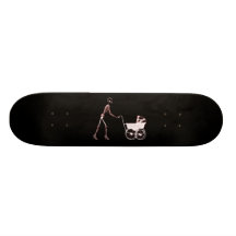X-RAY SKELETON WOMAN & BABY CARRIAGE - RED SKATE BOARDS
