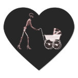 X-RAY SKELETON WOMAN & BABY CARRIAGE - RED HEART STICKERS
