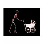 X-RAY SKELETON WOMAN & BABY CARRIAGE - RED t-shirts
