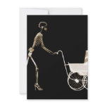 X-RAY SKELETON WOMAN & BABY CARRIAGE - SEPIA invitations