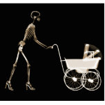 X-RAY SKELETON WOMAN & BABY CARRIAGE - SEPIA photo sculptures