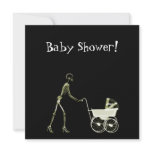 X-RAY SKELETON WOMAN & BABY CARRIAGE - YELLOW invitations