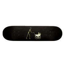 X-RAY SKELETON WOMAN & BABY CARRIAGE - YELLOW SKATEBOARD