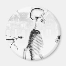 X-Ray Skeletons Afternoon Stroll Neg BW Refrigerator Magnets