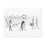 X-Ray Skeletons Afternoon Stroll Neg BW postcards