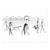 X-Ray Skeletons Afternoon Stroll Neg BW Postcard