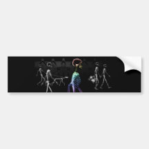 X-Ray Skeletons Midnight Stroll - B&W & Rainbow Bumper Stickers